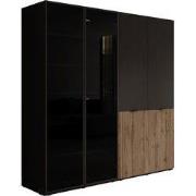 Meubella - Kledingkast Shelton - Zwart 2 - 202 cm - Met glas