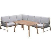 Bahama aluminium/rope lounge-dining set - light teaklook
