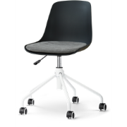 Nout-Liv eetkamerstoel zwart met zeegrijs zitkussen - wit onderstel