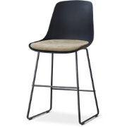 Nino-Liv barkruk zwart met nougatbruin zitkussen - zwart onderstel - 6...