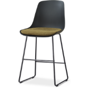 Nino-Liv barkruk zwart met mosgroen zitkussen - zwart onderstel - 65 c...