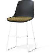 Nino-Liv barkruk zwart met mosgroen zitkussen - wit onderstel - 65 cm