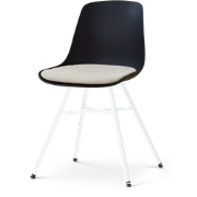 Noa-Liv eetkamerstoel zwart met naturelbeige zitkussen - wit onderstel
