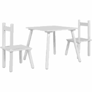 Perceel 1 tafel en 2 kinderstoelen van massief wit hout L50 cm - KAIRO