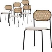Eetkamerstoel set van 6 beige tot 120 kg rotan rugleuning ML-Design