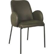 LABEL51 Eetkamerstoel Jari - Army green - Microvezel - Zwart Metalen F...