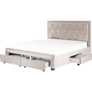 LIEVIN - Bed met opbergruimte - Beige - 180 x 200 cm - Fluweel