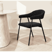 Eetkamerstoel Bouclé Zwart Lisa - Zwart Frame