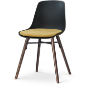 Nena-Liv eetkamerstoel zwart met warm oker zitkussen - walnoot houten ...