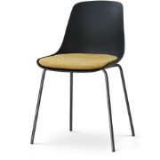Nora-Liv eetkamerstoel zwart met warm oker zitkussen - zwart onderstel