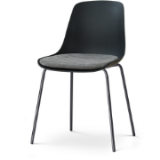 Nora-Liv eetkamerstoel zwart met zeegrijs zitkussen - zwart onderstel