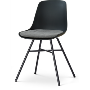 Noa-Liv eetkamerstoel zwart met zeegrijs zitkussen - zwart onderstel