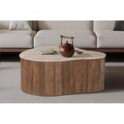 Salontafel 'Paul' 83 cm Mango hout met Travertin Beige - 72 x  x 83 - ...