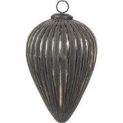 Clayre & Eef Kerstbal Ø 14x20 cm Zwart Glas