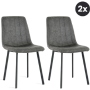 2x Eetkamerstoel Minsk - Microleder - Antraciet