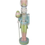 Clayre & Eef Decoratie Beeld Konijn 40x33x122 cm Wit Blauw Kunststof