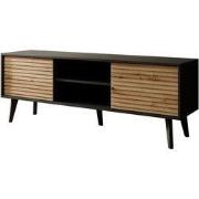 Meubella - TV-Meubel Palladium - Eiken - Zwart - 154 cm