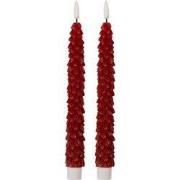 Clayre & Eef LED Dinerkaarsen set van 2 Ø 3x25 cm Rood Wax