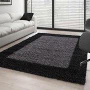 Hoogpolig vloerkleed - Candy Shaggy Antraciet Lijstmotief - 120 X 170 ...