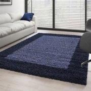 Hoogpolig vloerkleed - Candy Shaggy Marineblauw Lijstmotief - 120 X 17...