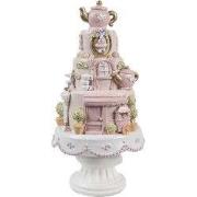 Clayre & Eef Decoratie Beeld Taart Ø 13x27 cm Roze Kunststof