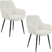 Housecraft Living Jez Eetkamerstoelen met armleuning Beige - Set van 2