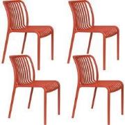 Housecraft Living Mante Tuinstoelen Kunststof Terra/ Rood - Set van 4