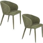 Housecraft Living Tamsin Eetkamerstoelen Gestoffeerd Groen - Set van 2