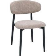 Eetkamerstoel Taupe/Zwart - 52x56x77cm - Alexia - Set van 2