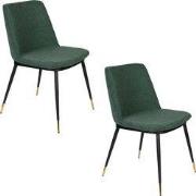 Housecraft Living Lionel Eetkamerstoelen Dondergroen - Set van 2