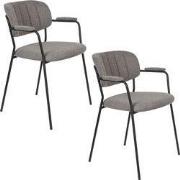 Housecraft Living Jolien Eetkamerstoelen armleuning Zwart/Grijs - Set ...
