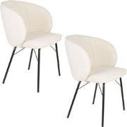 Housecraft Living Joa Eetkamerstoelen Bouclé Wit - Set van 2