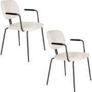 Housecraft Living Bouton Eetkamerstoelen met armleuning Off White - Se...