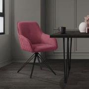 Eetkamerstoel draaibaar oudroze textiel geweven stoffen keukenstoel me...