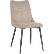 LABEL51 Eetkamerstoel Riv - Clay - Stof - Zwart Metalen Frame