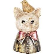 Clayre & Eef Decoratie Beeld Kat 11x9x18 cm Wit Zwart Kunststof