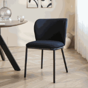 Eetkamerstoel Zwart Bouclé Stof Tess - Zonder Armleuningen