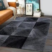 Marlon Modern Zwart / Grijs vloerkleed - Geblokt - 80 X 150 CM