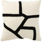 J-Line - Kussen Streep Textiel Wit/zwart - 43x43x10cm