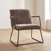 Moderne fauteuil grijs chenille stof Hailey