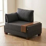 Moderne Fauteuil Antraciet Stof Fly - Links - Met Houten Tafeltje