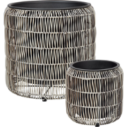 BRODIEA - Bloempot set van 2 - Lichtbruin - PE rotan