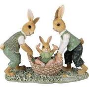 Clayre & Eef Decoratie Beeld Konijn 17x7x14 cm Bruin Kunststof