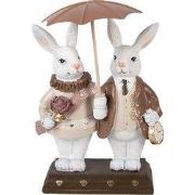 Clayre & Eef Decoratie Beeld Konijn 13x6x16 cm Wit Kunststof