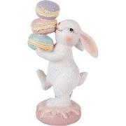 Clayre & Eef Decoratie Beeld Konijn 8x6x14 cm Wit Kunststof