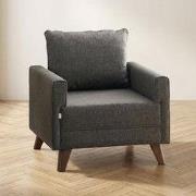Landelijke fauteuil Antraciet melange geweven Stof Bella