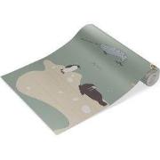 Wereldkaart met dieren - Kinderbehang - 292,2 cm x 280 cm - Walloha