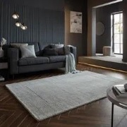 Tuscany vloerkleed - Wol - Effen - Kader Modern - Lichtgrijs - 120 X 1...