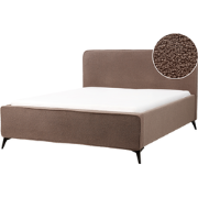 VALOGNES - Tweepersoonsbed - Bruin - 160 x 200 cm - Bouclé