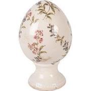 Clayre & Eef Decoratie Beeld Ei Ø 12x19 cm Beige Keramiek